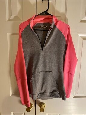 KIAVA Gray with Pink Raglan Half-Zip Pullover